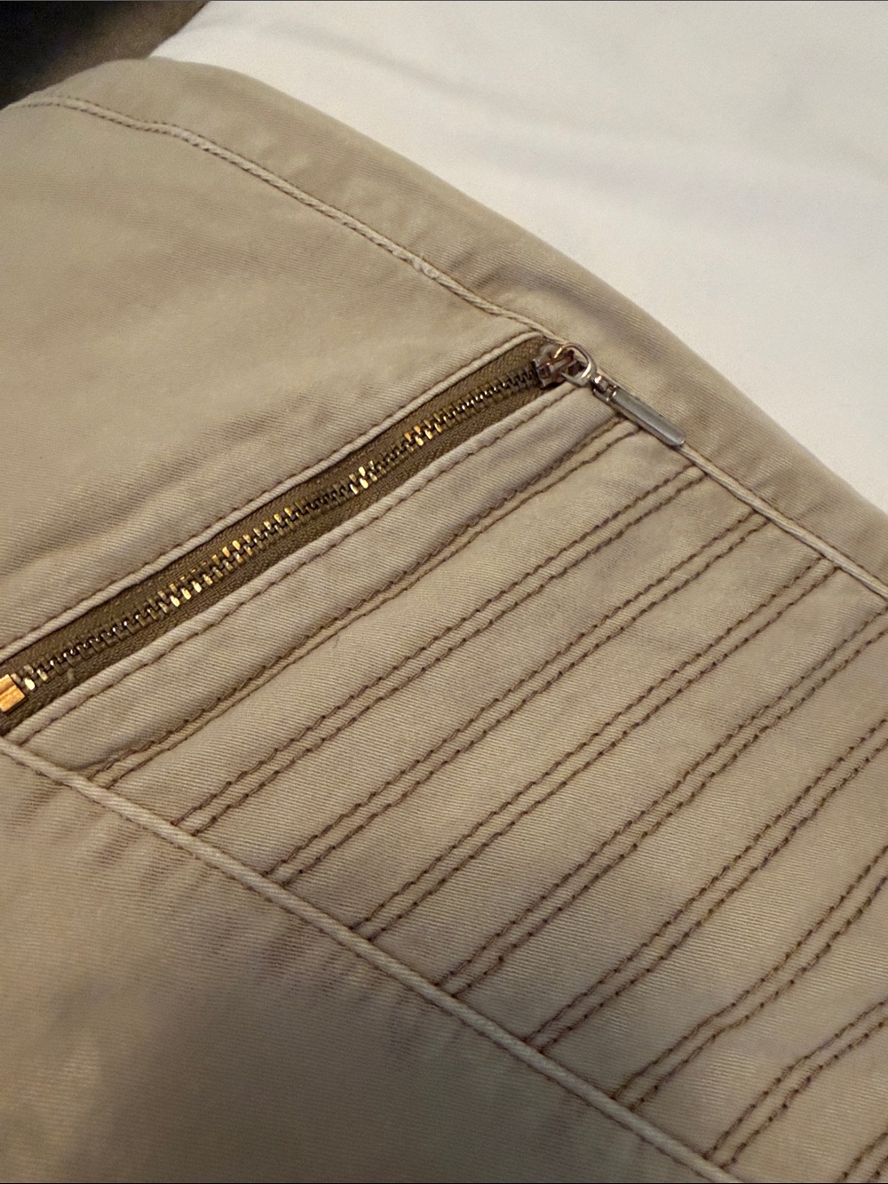 White House Black Market Tan Skinny Moto-Style Pants - Picture 9 of 10